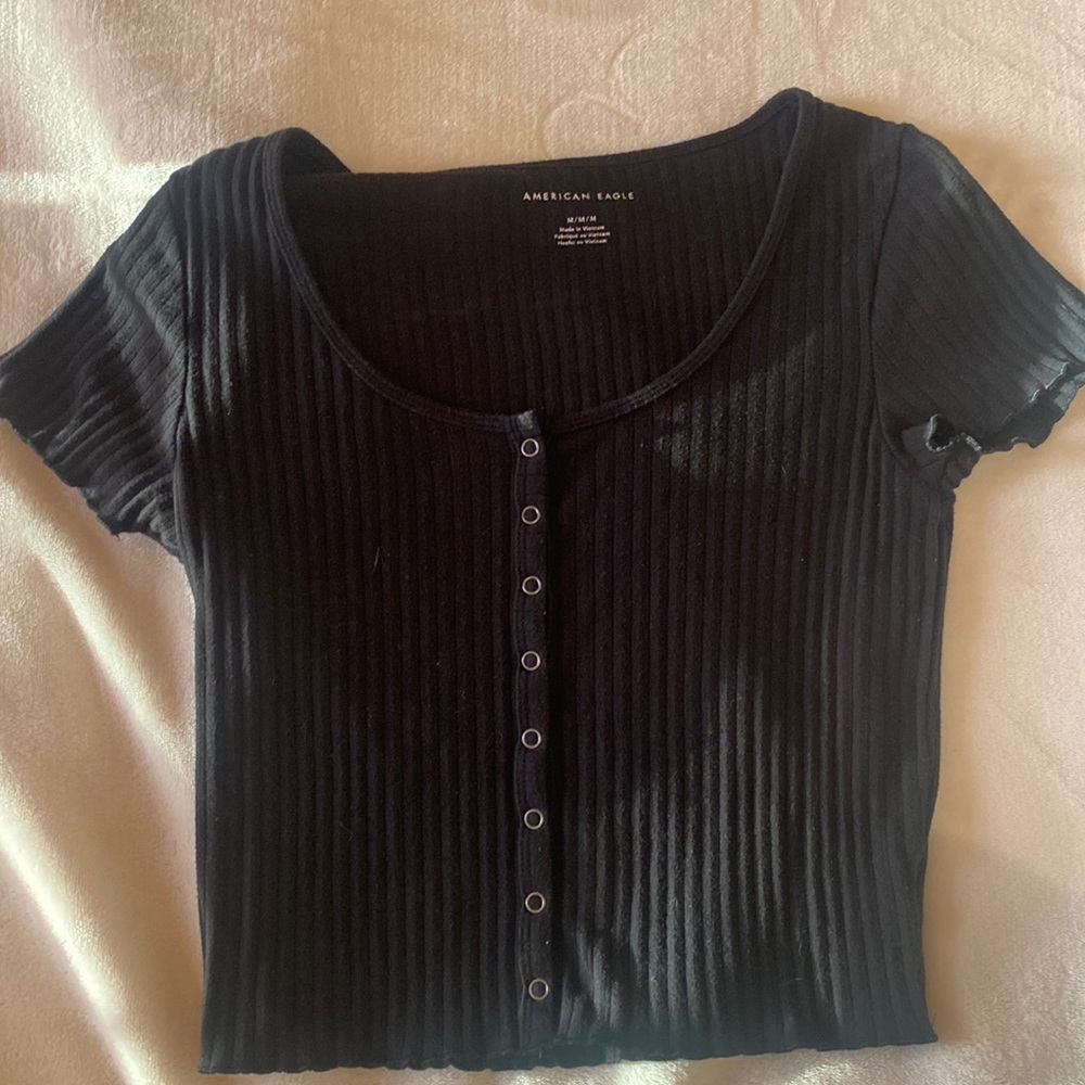 Black Button-Up American Eagle T-Shirt